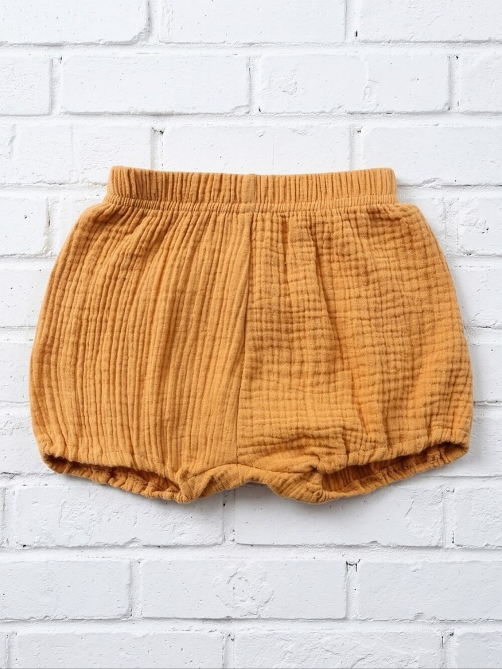 Baby Boy Girl Mustard Crinkled Muslin Bloomer Short Cotton Gauze Diaper Cover